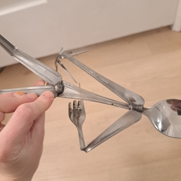 Forked Up Art Stainless Steel Spoons & Forks Business Card Holder Figurine Man - Picture 5 of 6